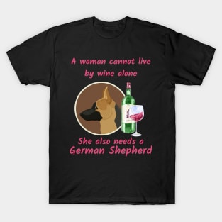 Funny German Shepherd and Wine T-Shirt